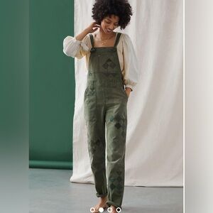 Pilcro green patchwork overalls